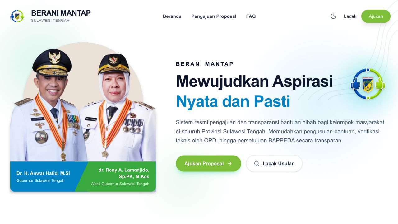 Tombol Ajukan Proposal di halaman awal.