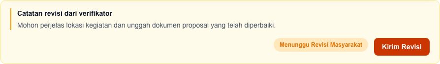 Panel catatan revisi dan tombol Kirim Revisi.